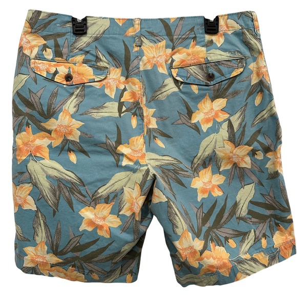 American Eagle Mens Size 36 Next Level Flex Floral Tropical Shorts Teal Blue - Picture 3 of 8